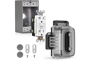 ELEGRP Outdoor GFCI Outlet with in Use Cover and Box Kit, 1 Gang, 20 Amp TRWR Self-Test GFI Receptacle, Extra Duty Metallic Electrical Outlet Box, Lockable in Use Cover, UL Listed, White, 1 Pack