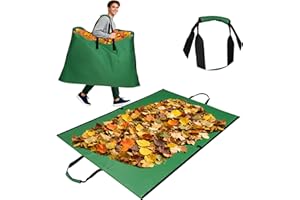 LUCKIPLUS Leaf Bag for Collecting Leaves, 600D Oxford Cloth Collapsible Reusable Garden Yard Waste Tarp Container with Padded Handle 2 in 1 Leaf Collector Storage Bags Heavy Duty Leaf Tarp, 48" x 72"