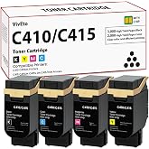 C410 C415 Toner Cartridge New Chip 006R04677 006R04678 006R04679 006R04680 | Replacement for Xerox C410 Toner Cartridge for C410 C415 C410DN C415DN Printers, 4-Pack High Yield VersaLink C415 Cartridge
