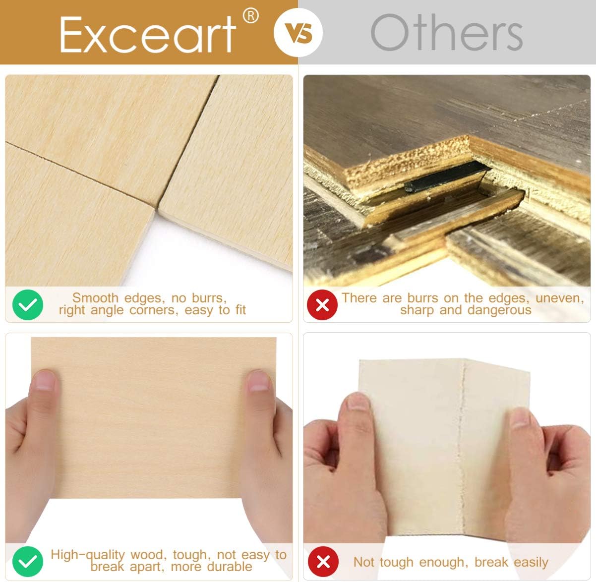 EXCEART DIY Basswood Slices 15Pcs 3Mm Thick Wooden Craft Planks for Painting Drawing Model Building Educational Art Projects - Image 3