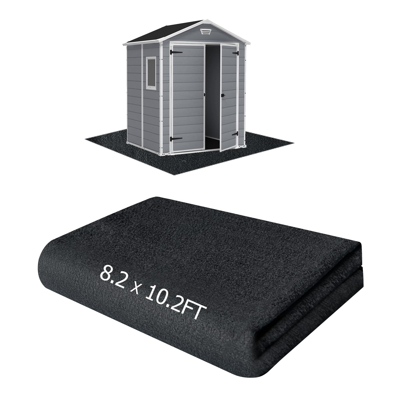 Photo 1 of RUNZEG Outdoor Storage Shed Floor Mat, 8.2*10.2FT Waterproof Washable Garden Flooring Pad with Non Slip Backing, Soft Furniture Patio Covering Carport dust Oil Mat-Tool Shed, Storage Shed Not Included