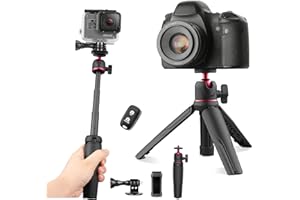 Eicaus Mini Selfie Stick Tripod for Gopro, Small Camera Tripod with Remote and Adapters for Gopro Hero 10 9 8 7 6 5 DJI Osmo Action AKASO, Portable Handle Grip Stand for iPhone 15/14/13 and Android