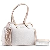 Fit & Fresh Lunch Bag For Women, Insulated Womens Lunch Bag For Work, Stain-Resistant, Lightweight, Large Lunch Box For Women With Container, Zipper, Copley Ivory Feline Fine