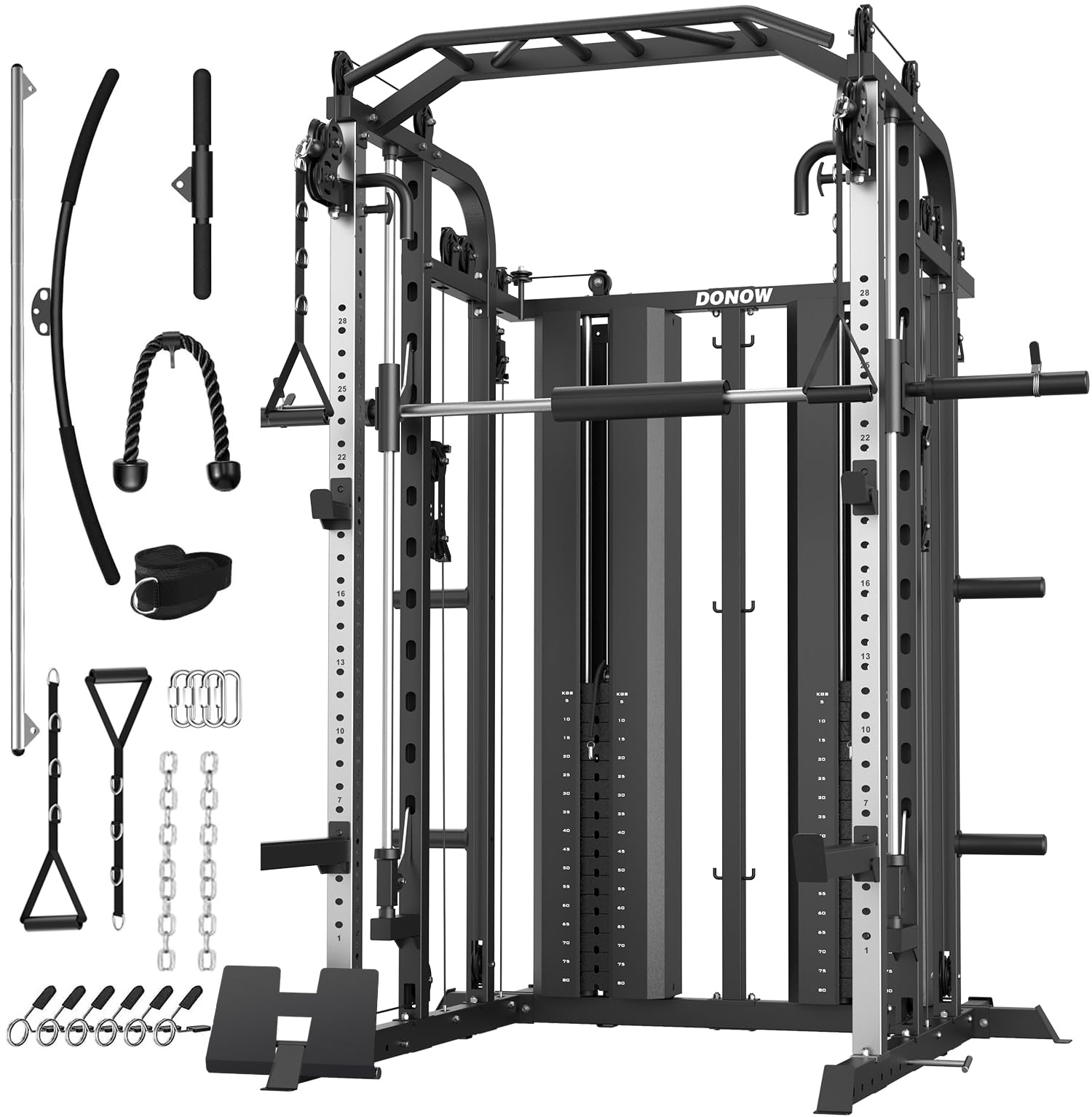 DONOW Smith Machine with Weight Stacks Power Cage