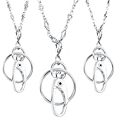 Tatuo 3 Pieces Different Fashion Lanyard Necklace, Women Strong Chain Lanyard for ID Badge Holder and Keys (Silver)