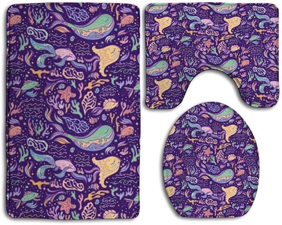 KeepSports - Juego de 3 Alfombrillas de baño con diseño de Rosas, Color