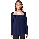 Deyeek Chemo Shirts for Women with Dialysis Port Access 2 Side Zippers Long Sleeve Shoulder Post Surgery Shirt