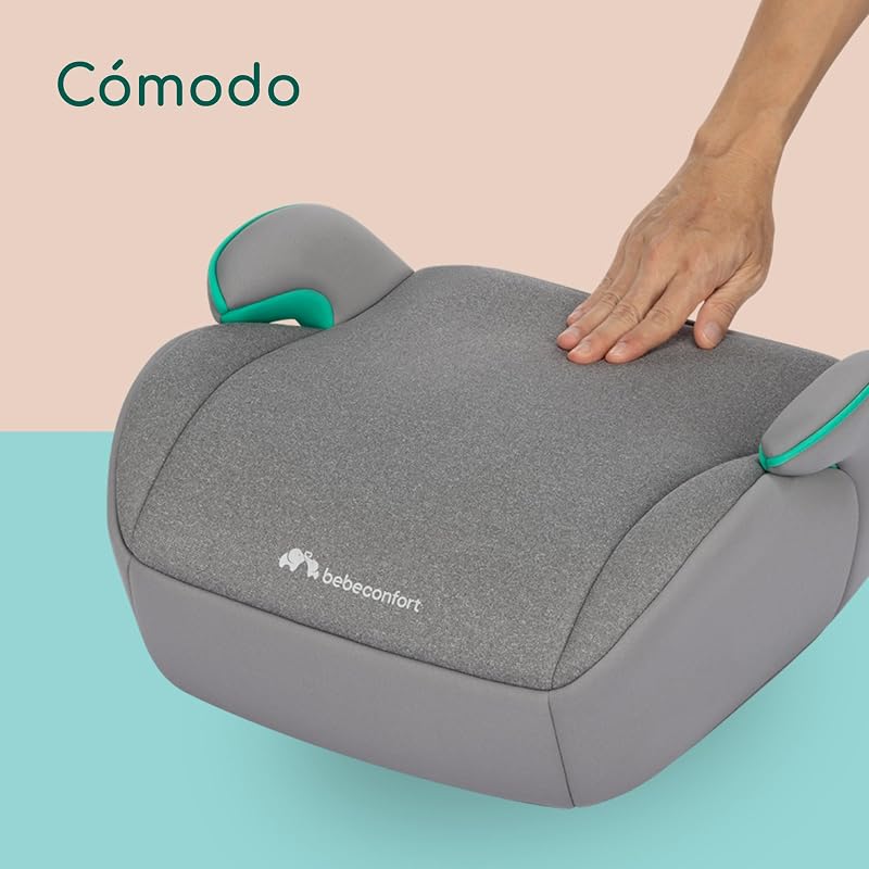Manga i-Safe Asiento Elevador Coche, 6-12 Años, 125-150 cm, Compacto y Ligero (menos de 1 kg), Fácil Instalación con Cinturón, Acolchado, Tejidos Suaves, Tinted Grey