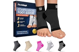 BITLY Compression Socks for Plantar Fasciitis & Achilles Tendonitis Relief – Pair of Ankle Compression Sleeves for Foot Swelling, Heel Spurs, Pain & Fatigue – Comfortable Arch Support Brace for Daily Use (Black, Medium)