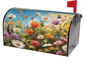 IDENTIY Colorful Daisy Lavender and Butterfly Mailbox Covers Magnetic Standard Size, Spring Summer Floral Magnetic Mailbox Covers 18"x21" for Holiday Outside Yard Decor