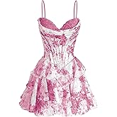 camftbo Spaghetti Straps Short Homecoming Dresses for Teens 2026 A Line Corset Tiered Cocktail Party Dress