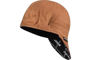 ARCCAPTAIN Reversible Welding Cap with Elastic Retractable Band, 8 Panel Protective Welders Cap, 10 oz Fireproof Cotton Comforts for Safety and Protection While Welding to Men Women, 7 3/8, Khaki