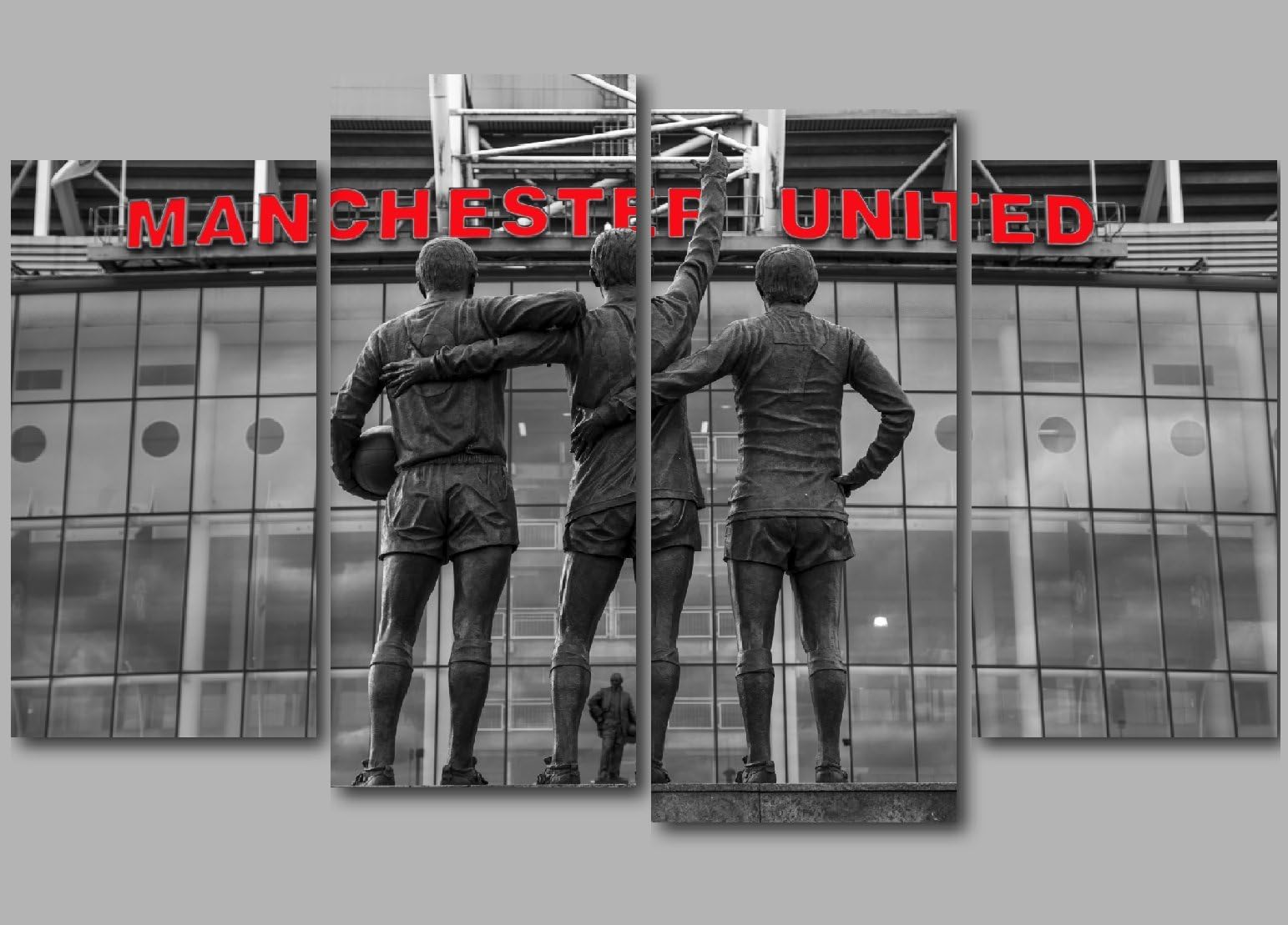 RWH Photography Old Trafford Manchester United in Red MUFC 50" x 34" 4 Panel Split Canvas Picture Wall Art