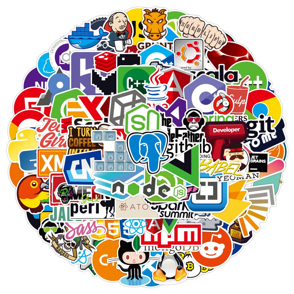 100 PCS Programming Stickers,New Version DEV Stickers of Front-end dev,Back-end Languages for Developers,Coders, rogrammers, Hackers,Geeks and Engineers — image 1