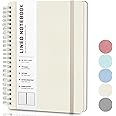 ABERLLS Beige Lined Spiral Journal Notebook with 160 Pages, 8×5.7in, A5 Spiral Notebook, Journaling Notebooks for Work, School, Women, Men, College Ruled Spiral Notebook, Hardcover Leather Journals