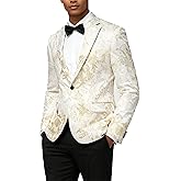 UNINUKOO Mens Floral Tuxedo Jacket Casual Paisley Slim Fit Floral Dinner Wedding Prom Business Sport Coat for Men