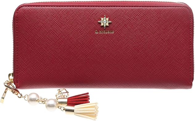 Amazon セット品 Chouette シュエット ビジュー シリーズ シンプル ラウンド ファスナー 長財布 財布 レディース サイフ さいふ サマンサ 長財布 チャーム チェリーレッド Samantha Thavasa サマンサタバサ レディースバッグ 財布