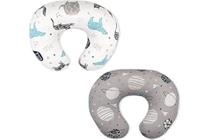 BROLEX Stretchy Nursing Pillow Covers 2 Pack Slipcovers for Breastfeeding Moms,Ultra Soft Snug Fits On Infant ,Space Planet