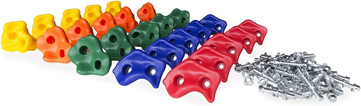 Climbing Monkey Climbing Holds -- 25 Rock Climbing Holds - Premium HD Mounting Hardware Included -- Climbing Rocks for DIY Rock Climbing Wall: Toys & Games