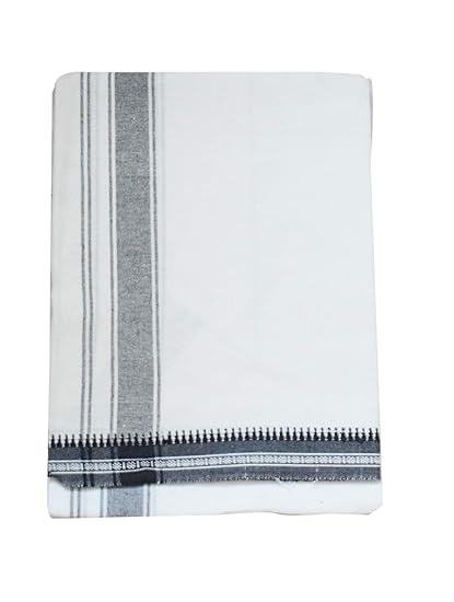 Men's 240's Cotton Colour Dhoti(White_1.90m)