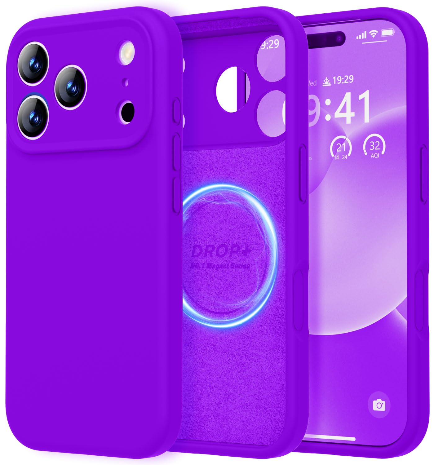 Photo 1 of LOVE 3000 Designed for iPhone 17 Pro Case, Premium Silicone [Compatible with Magsafe][Soft Anti-Scratch Microfiber Lining] Shockproof Protective Phone Case for Men Women 6.3", Neon Purple
