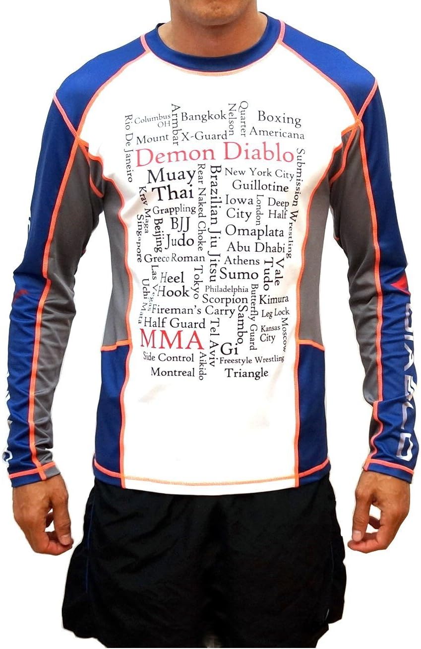 Demon Diablo Men's Long Sleeve BJJ Rashguard for Grappling & MMA