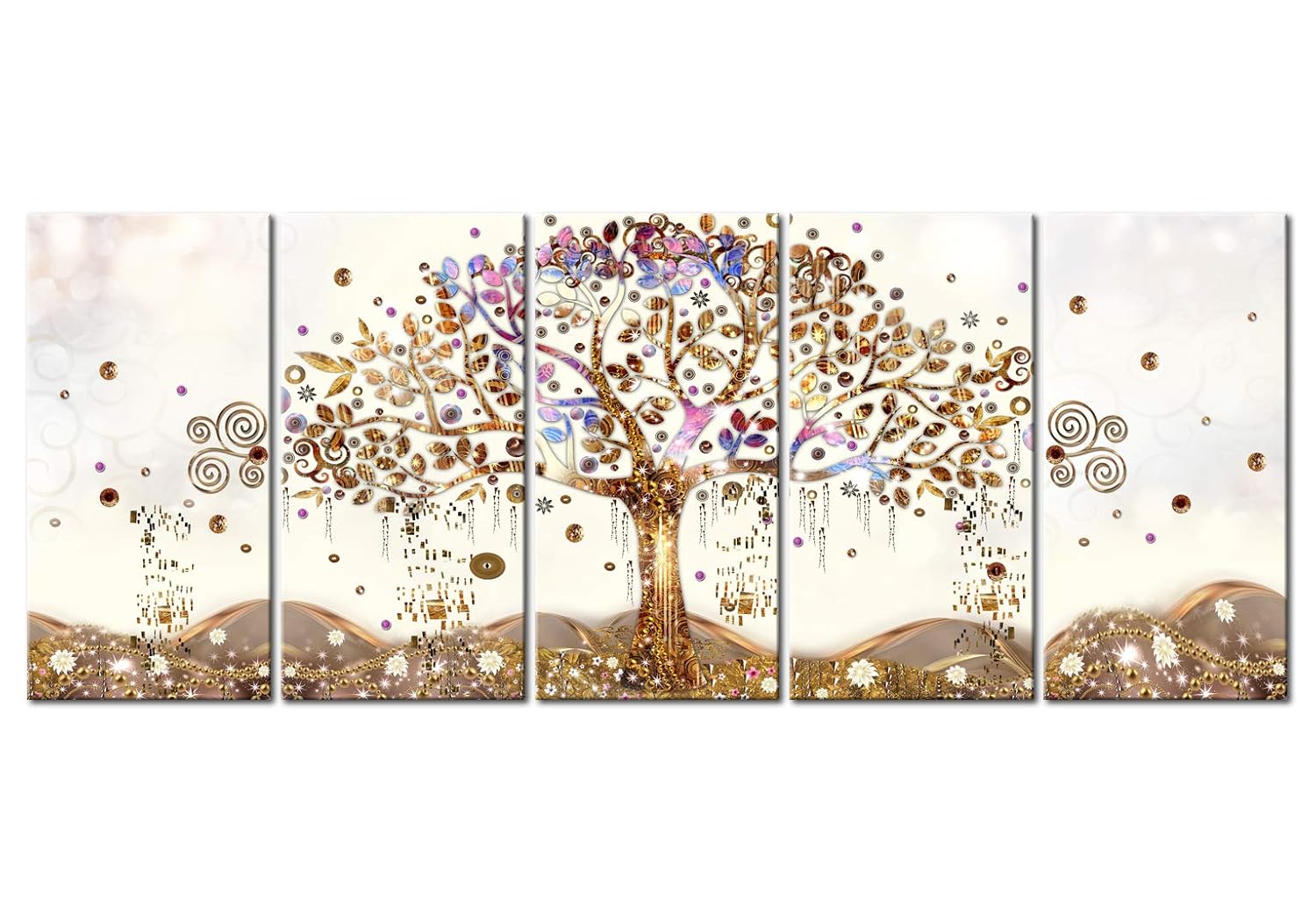 Murando Quadro Albero Della Vita Klimt 225x90 Cm Stampa Su Tela In Tnt Xxl Immagini Moderni