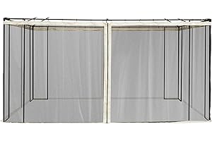 Outsunny 10' x 13' Universal Replacement Mesh Sidewall Netting for Patio Gazebos and Canopy Tents with Zippers, (Sidewall Only) Beige, Black