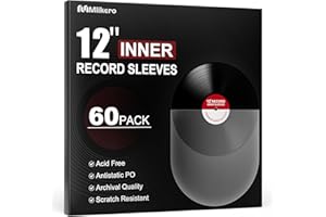 Mlikero 60 Vinyl Inner Sleeves, Anti Static 12" LP Vinyl Record Sleeves Inner, Premium Acid Free Record Inner Sleeves for 33 RPM Record Protection (Round)