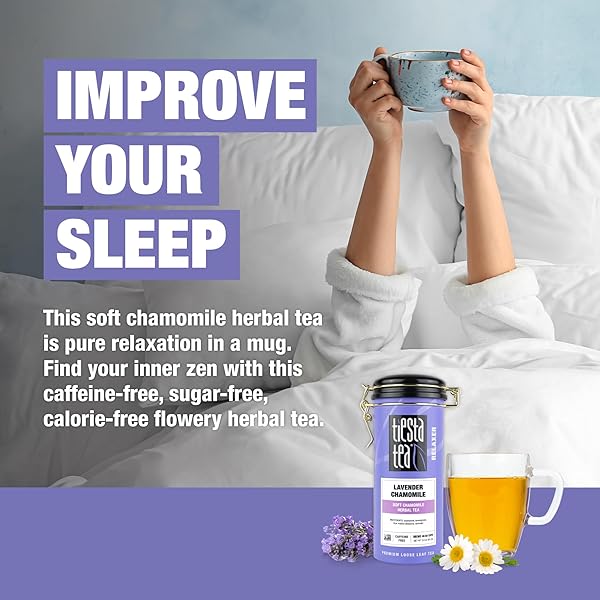 TIESTA TEA – LAVENDER CHAMOMILE HERBAL TEA, LOOSE LEAF, CALMING BLEND WITH CHAMOMILE, LAVENDER, LEMONGRASS, CAFFEINE-FREE HERBAL, GREAT FOR HOT OR ICED BREWS, REFILLABLE TIN, 50 CUPS, 2 OUNCE