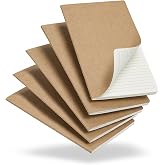 5 Pack Kraft Notebooks Bulk A5, 60 Pages Lined Ruled Journals, 8.3x5.5 In | 80gsm Cream Paper, Natural Kraft Cover, Composition Style For School, Office, Students &amp; Artists
