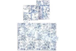 120 Sheets Floral Tissue Paper for Gift Bags - Blue Patterned Gift Wrap Tissue & Tissue Paper for Gift Bags Bulk Packaging