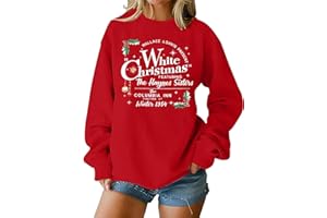 MAXIMGR White Christmas Sweatshirt for Women Christmas Sweatshirts Xmas Holiday Sweatshirt Funny Letter Print Pullover Tops