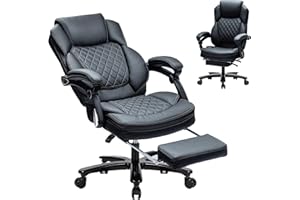 Comermax Big and Tall Home Office Desk Chairs for 400lb Heavy People, Ergonomic Reclining Chair with Footrest Wide Seat, Plus Size Managerial Executive (Black), 9291 Black(400lbs), Large(400lbs)