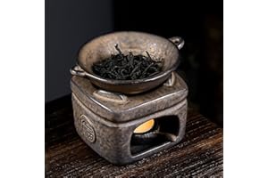 Ceramic Aromatherapy Stove Essential Oil Burner, Handmade Ceramic Candle Wax Melts Warmer with Tealight Holder, Zen Palo Sant