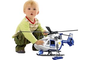 XUEXUE Kids Toys for 3 4 5 6 7 8 Years Old Boys, 15" Police Helicopters Toy with Loading Crane, Lights, Sounds, Toddler Helicopter Toy for Boys Girls Birthday Gifts