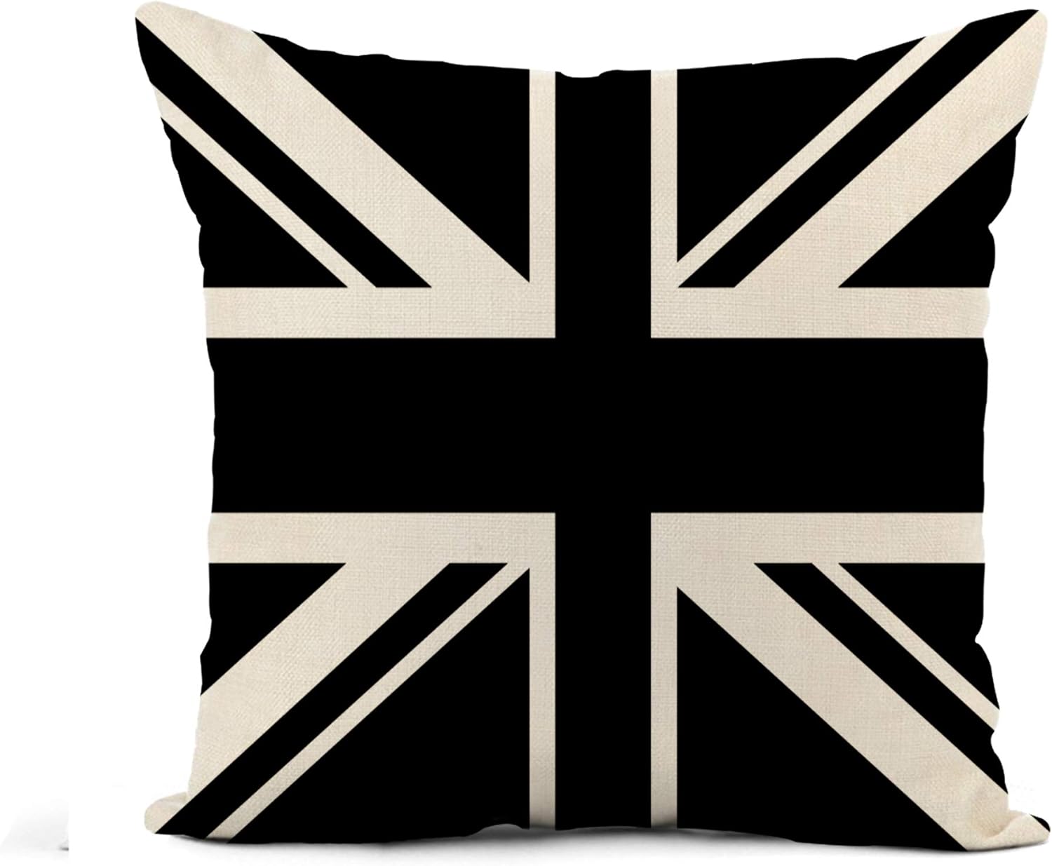Awowee Flax Throw Pillow Cover Flag Black White Union Jack