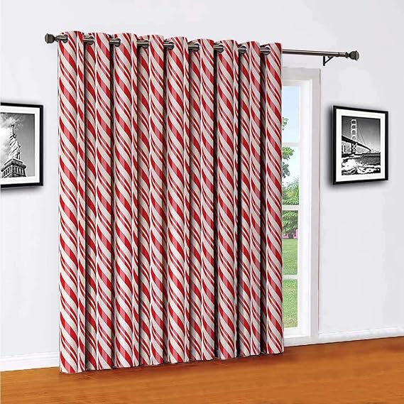Toopeek Candy Cane Polyester Blackout Curtains,Red