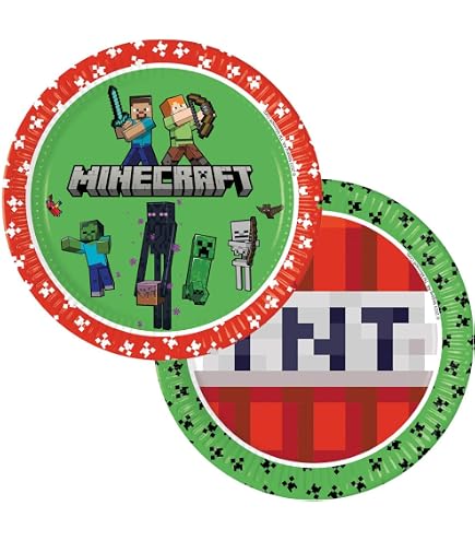 20 Serviettes En Papier Minecraft 33x33cm - Motif Creeper Vert - Licence Officielle