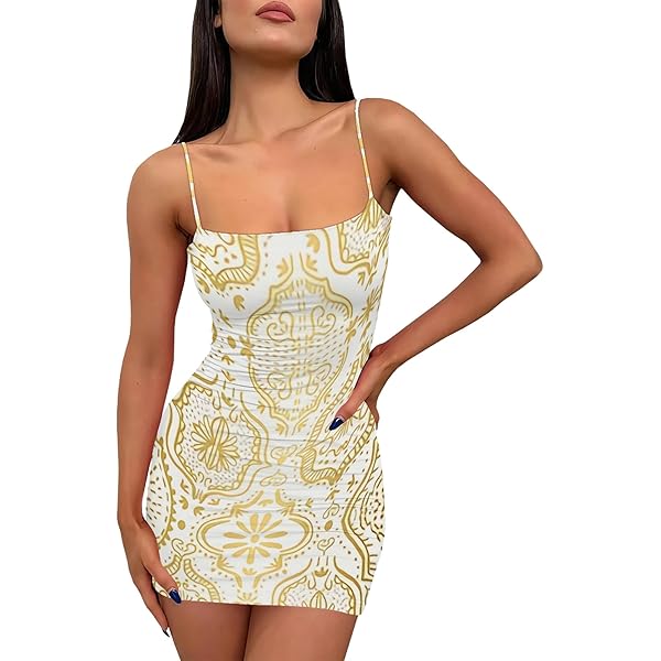 Amazon.com: Women's Sexy Mini Club Dress Bodycon Floral Print Backless  Sleeveless Spaghetti Strap Short Dress for Beach Club : Clothing, Shoes &  Jewelry