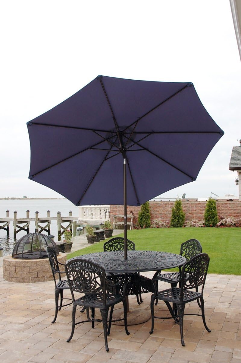 dark green outdoor umbrellas on Amazon Com Bliss Hammocks Umb 201blu 9 Patio Umbrella 1 5 Aluminum Pole Denim Blue Patio Umbrellas Garden Outdoor