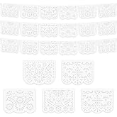 MARFOREVER White Papel Picado Banner 20Ft Cinco De Mayo Decoration 5 Design | Plastic White Mexican Banner, 5 De Mayo Mexican Wedding Birthday Party Decorations, Fiesta Dia de Los Muertos Party Supplies