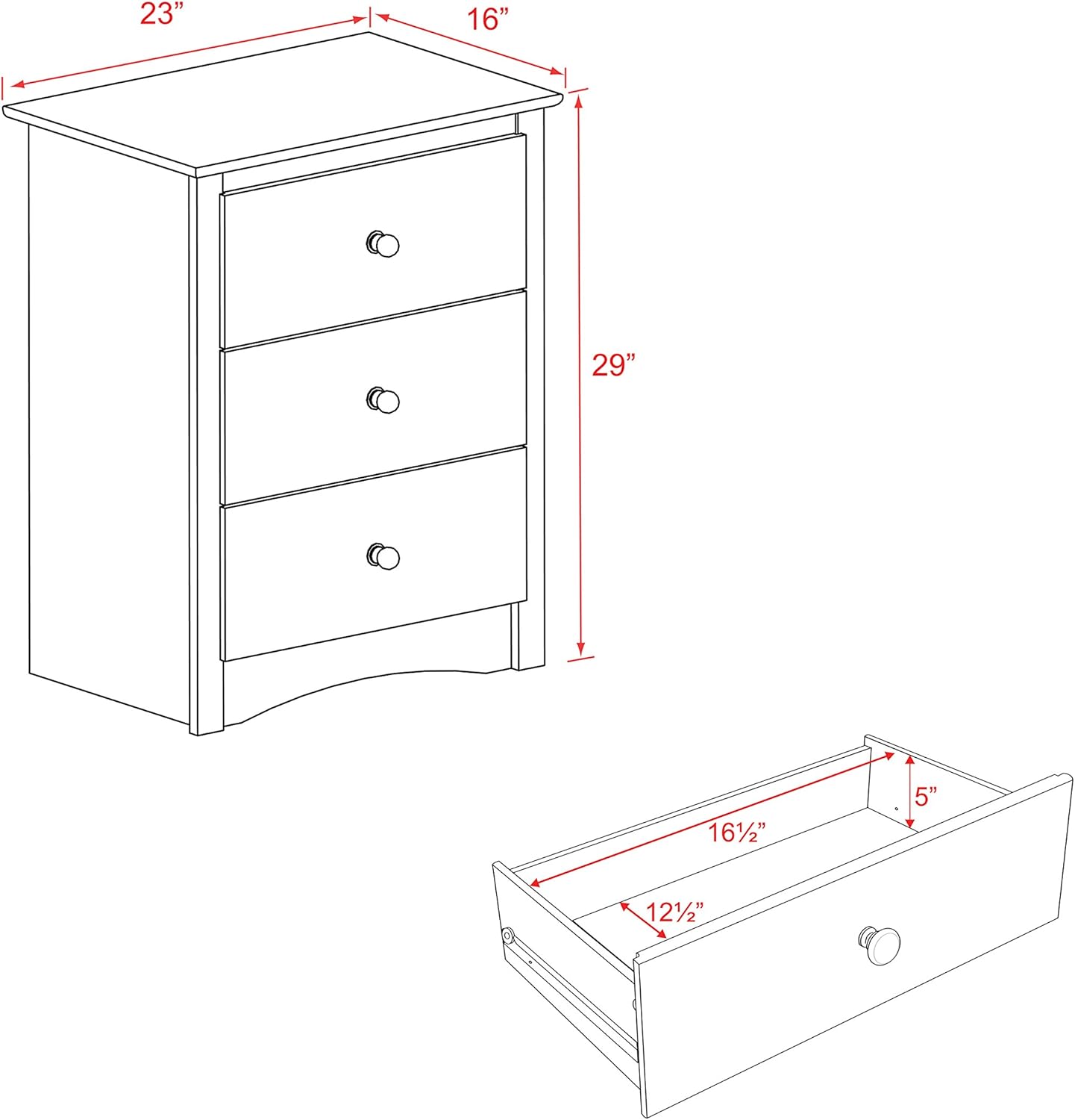 Prepac Fremont Nightstand, Tall 3-Drawer, Espresso: Furniture & Decor