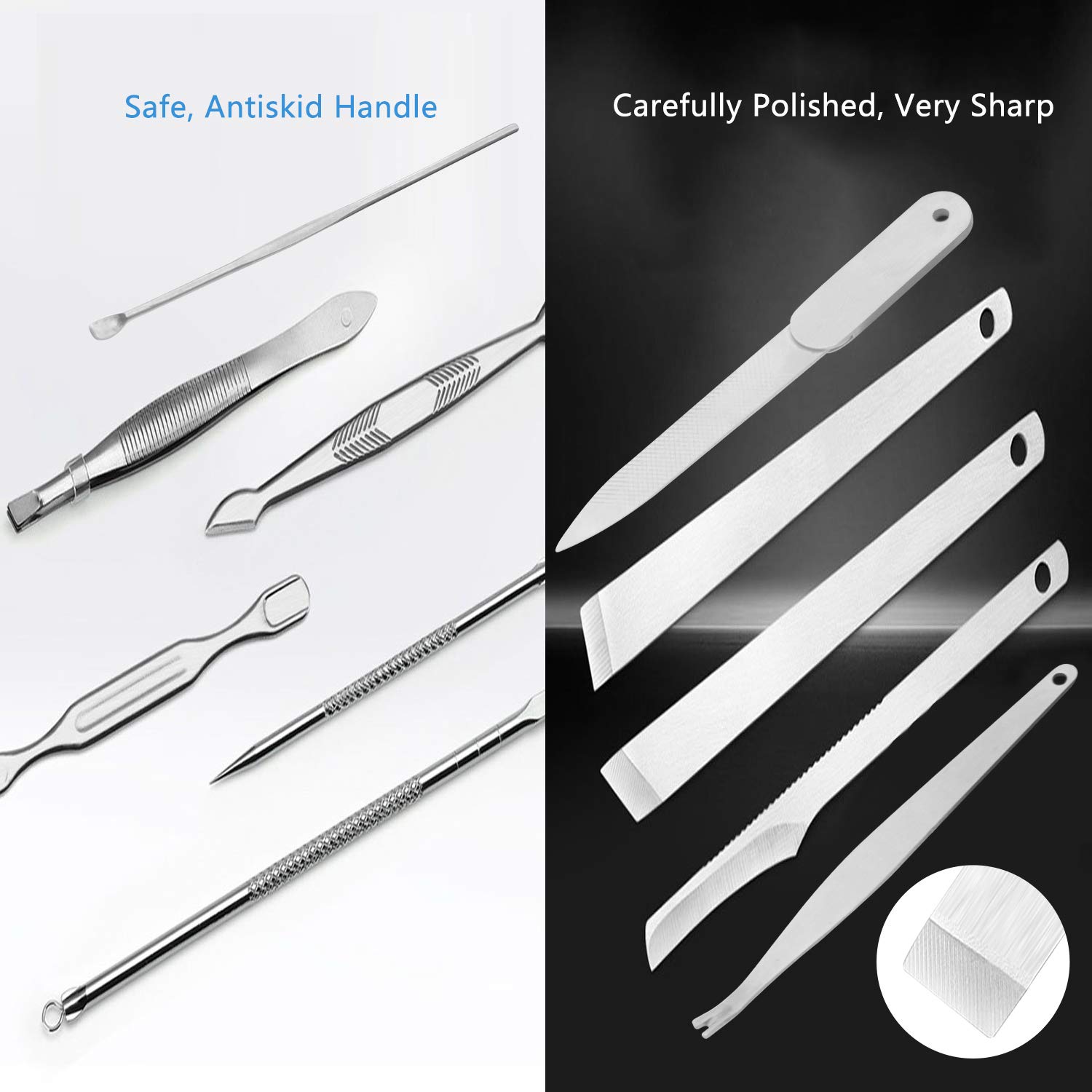 Manicure Pedicure Set Nail Clippers - Mifine 16 In 1 Stainless Steel Professional Pedicure Kit Nail Scissors Grooming Kit with Black Leather Travel Case First Generation : Beauty