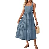 ZESICA Women's Summer Sleeveless Dress Casual Backless Loose Flowy Tiered Sundress Beach Cover up Tank Dresses