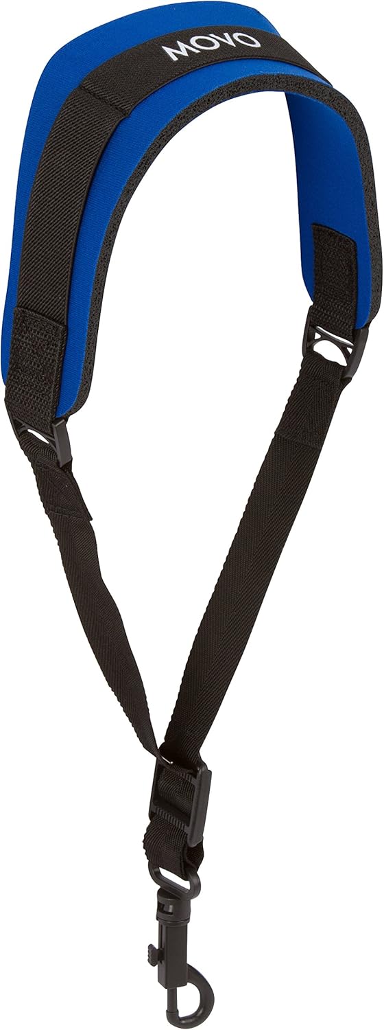 Movo MS-20R-B Music Instrument Neck Strap for Saxophones, Horns, Bass Clarinets, Bassoons, Oboes and More (Blue - Short Length): Musical Instruments