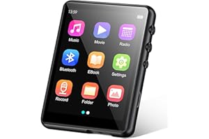 CONRAIN MP3 Player with Bluetooth 5.0, Portable HiFi Lossless Sound Music Player with Speaker, FM Radio, Voice Recorder, E-Book, 2.4 Inches Full Touchscreen, Built-in 32GB Memory, Supports up to 128GB TF Card