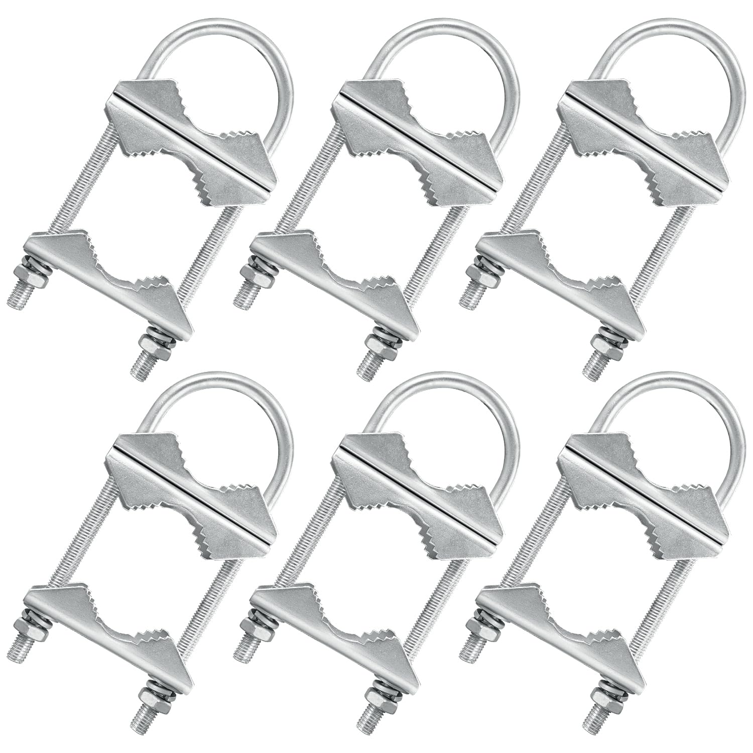 Photo 1 of Double Antenna Mast Clamp V Jaw Block with U Bolts, Heavy Duty Mast to Mast Mount Bracket Kit for Outdoor Antenna 6 Sets