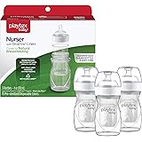 Playtex Baby Nurser Bottle with Pre-Sterilized Disposable Drop-Ins Liners, Closer to Breastfeeding, 4 Ounce Bottles, 3 Count