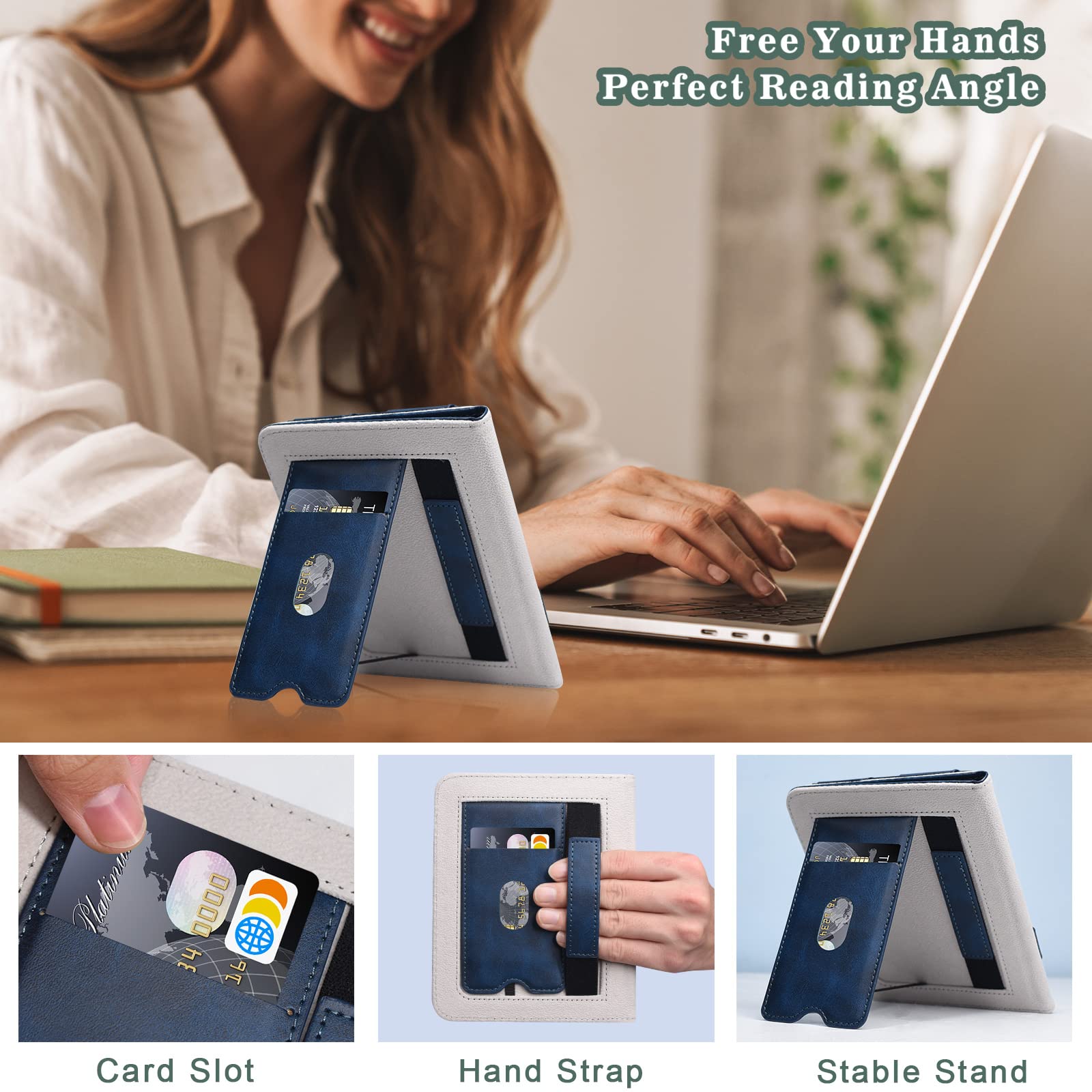 ACdream Case for Nook Glowlight 4 2021 / Nook GlowLight 4e 2022, Hands Free Stand Protective Durable Premium PU Leather Cover with Magnet CLosure, Hand Strap, Card Slot, Blue